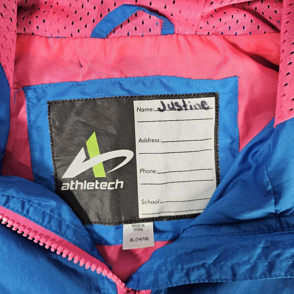Athletic Works Colorful Sporty Retro Full Zip Windbreaker Jacket Womens XL 14-16 - Picture 6 of 9